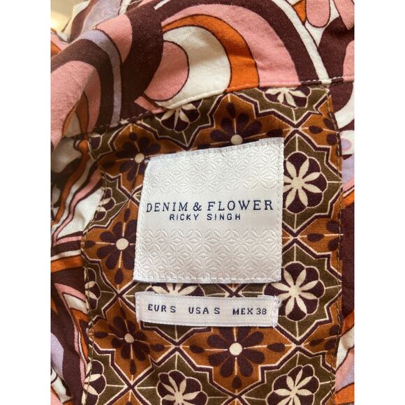 Denim & Flower Funky Print Buttondown Shirt, Size S - Picture 4 of 7